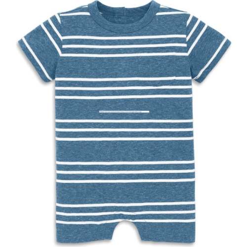 Baby Heathered Pocket Shortie In Stripe, Moonlight White Stripe - Primary | Maisonette