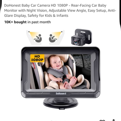 DoHonest Baby Car Camera HD 1080P - Rear-Facing Car Baby Monitor with Night Vision, Adjustable View Angle, Easy Setup, Anti-Glare Display, Safety for Kids & Infants