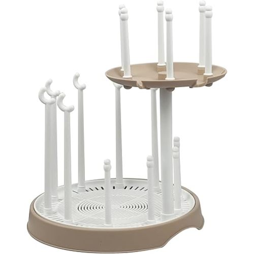 Baby Bottle Drying Rack,Double-Layer Bottle Drying Rack,Hold Up to 16 Baby Bottles,Suitable for Indoor,Kitchen,Living Room(Pink Lotus Root)