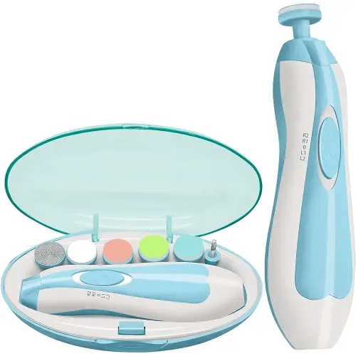 Baby Nail File Electric Nail Trimmer File Manicure Set, Toes Fingernails Care Trimmer with LED Light for Newborn, Kids and Adults