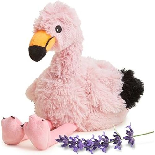warmies Microwavable & Weighted Stuffed Animals, Flamingo - Heated Stuffed Animal Plushie for Warmth & Comfort - Cute Soft Plush Toys for Adults & Children (Boys, Girls, Babies & Toddlers)