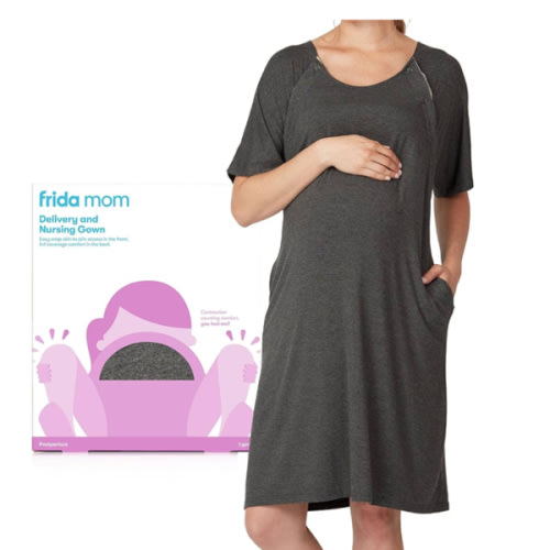Frida Mom Labor and Delivery Gown for Hospital, Easy-Snap, Tagless Nursing Gown with Skin-to-Skin Access and Full Coverage in The Back