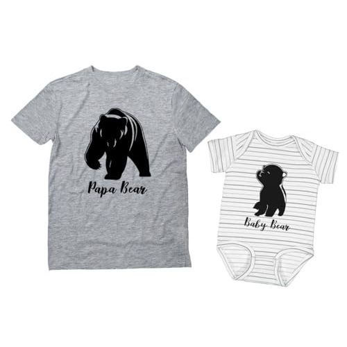 Tstars Papa & Baby Bear Matching Outfits | Father's Day Dad Shirt and Infant Bodysuit for Son or Daughter