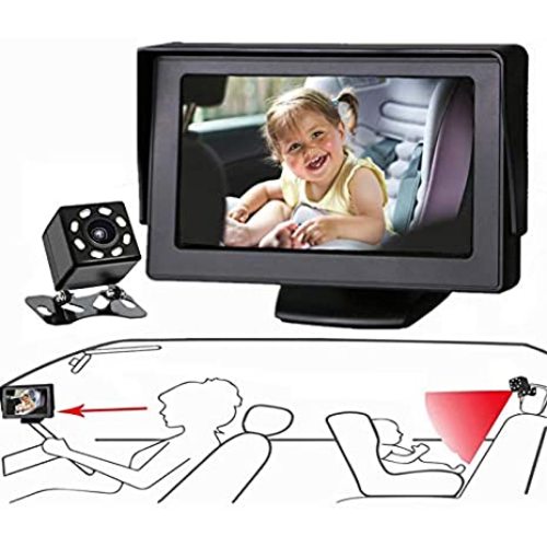 Baby Mirror for Car, Back Seat Baby Car Camera with Night Vision, View Infant in Rear Facing Seat with 4.3-Inch HD Display, Observe The Baby's Every Move at Any Time while Driving