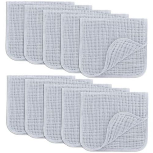 Muslin Burp Cloths Large 100% Cotton By Comfy Cubs (sky Blue, Pack Of 10)