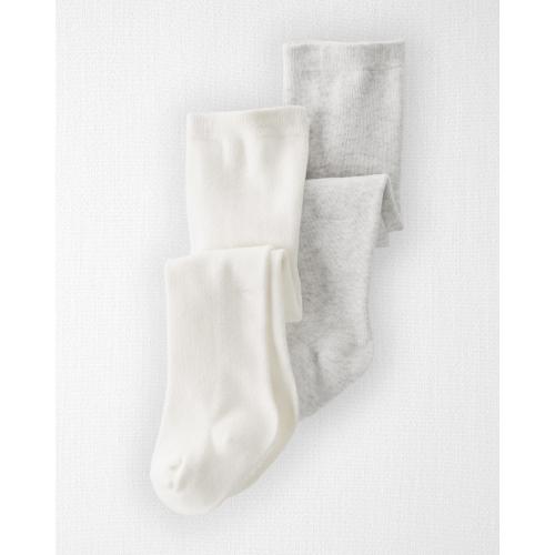 Carter's Little Planet Baby 2-Pack Tights - 0-6M - Style,Ivory, Grey