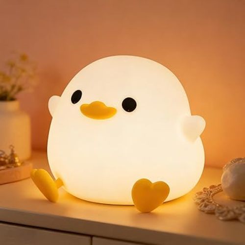 Duck Night Light, Cute DoDo Duck Lamp, Squishy Silicone Dimmable Bedside Light for Baby Kids Nursery with Timer, Rechargeable Touch Nightlight for Boys Girls Room Decor, Mother‘s Day Gift