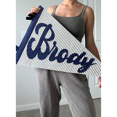 XL Custom Name Pennant: Striped Felt Banner, Nursery Decor