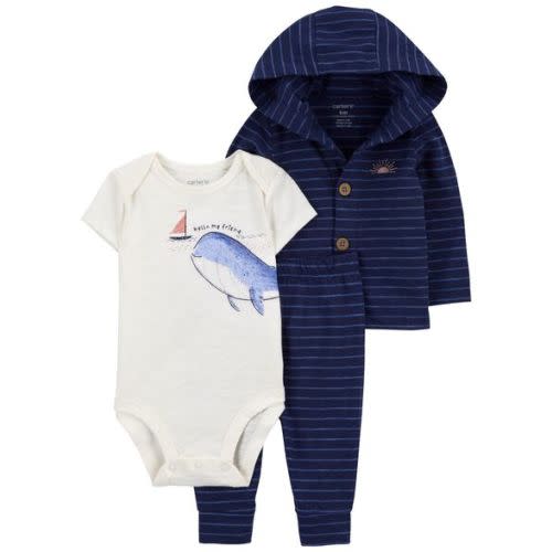 Baby 3-Piece Whale Little Cardigan Set