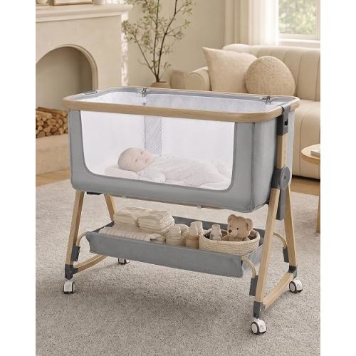 Baby Bassinet, Adjustable Height Bedside Bassinet for Baby