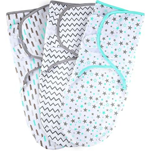 Baby Swaddle Blanket Boy Girl, 3 Pack Preemie Size Newborn Swaddles Up to 7 Pounds, Premature Adjustable Swaddling Sleep Sack, Aqua - 3 Count (Pack of 1)