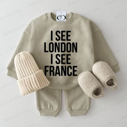 I SEE LONDON I SEE FRANCE Baby 2-piece Grey Green Set