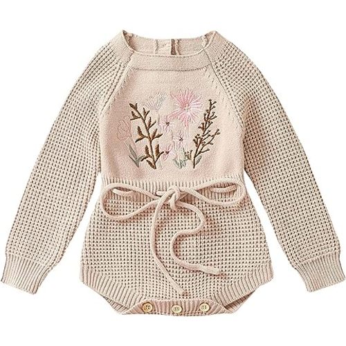 MERSARIPHY Baby Girl Sweater Romper Embroidery Baby Sweatshirt Romper Baby Girl Knit Sweater Fall Winter Clothes