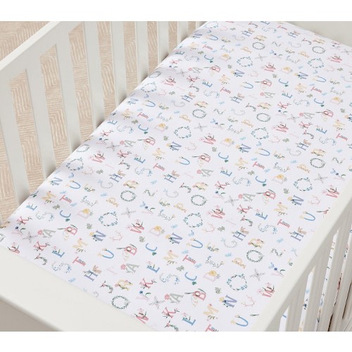 Floral ABC Organic Cotton Crib Fitted Sheet