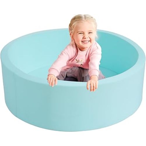 TRENDBOX Memory Foam Sponge Indoor Round Ball Pit (NO Balls) for Toddler Children - Light Blue