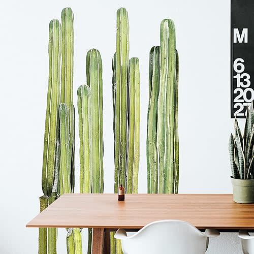 Cactus Wall Decals Peel and Stick, 11 x 35 Inch Cactus Wall Stickers for Bedroom, Vinyl Cactus Wall Decals for Living Room Nursery Office Classroom