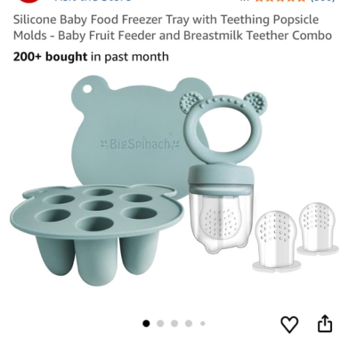 Silicone Baby Food Freezer Tray with Teething Popsicle Molds - Baby Fruit Feeder and Breastmilk Teether Combo