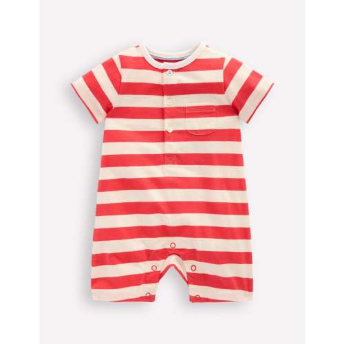 Jersey Romper-Jam Red and Ivory Stripe