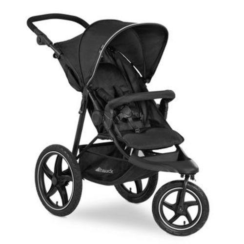 hauck Runner 2 Compact Foldable Tricycle Jogger Buggy Stroller Pushchair with Height-Adjustable Handle, Large Pneumatic Wheels, & UPF 50 Canopy, Black