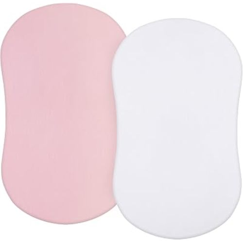 Bassinet Sheets for Baby Boy Girl, 100% Cotton Sheets, 2 Pack(White & Pink)