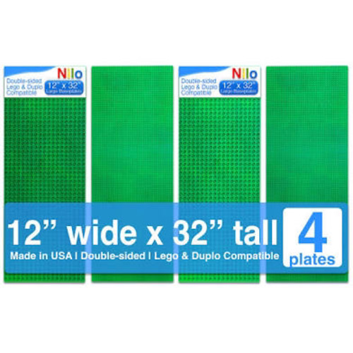 Nilo Table: Green Base Plates by Nilo Compatible with Lego Bricks & Duplo Blocks