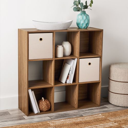 Mainstays 9 Cube Storage Organizer, Warm Walnut