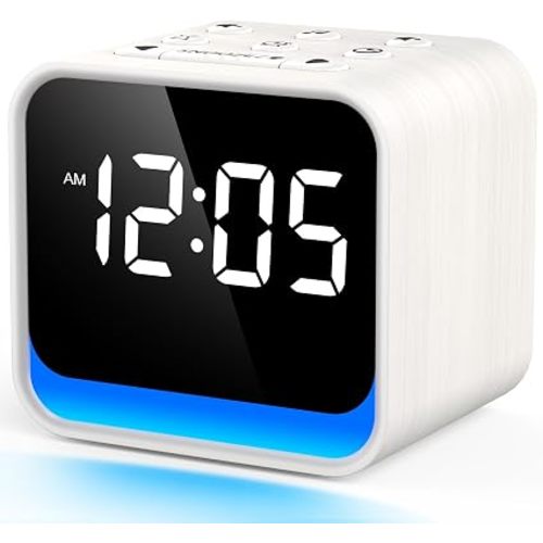 Housbay Wooden Sound Machine Alarm Clock for Bedrooms - Gentle Wake-Up with Birdsong, White Noise for Sleeping, Small Digital Clock for Phone-Free Routine
