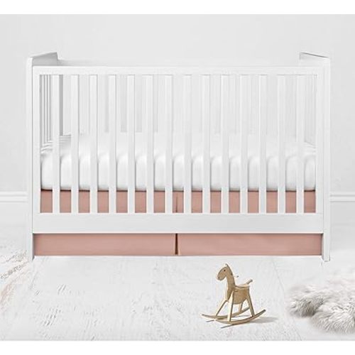 Bacati - Olivia Tribal Coral/Navy Crib/Toddler Bed Skirt Dust Ruffle (Solid Coral)