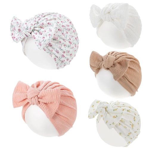 Newborn Babies Headwrap Hat Infant Toddler Cotton Soft Cute Nursery Beanie Headbands Top Bowknot Cap