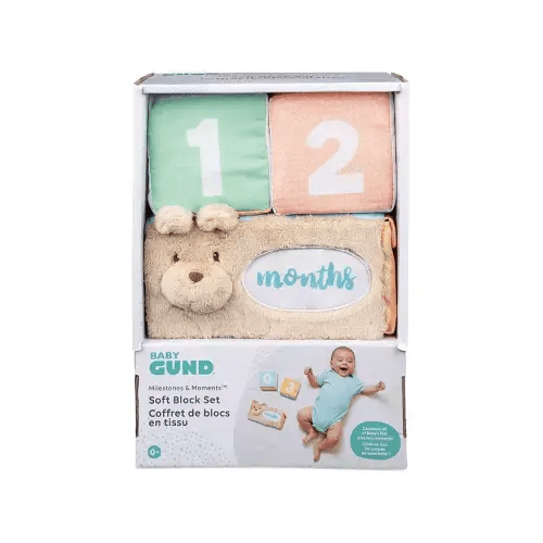Baby GUND Milestones and Moments Soft Blocks, Plush Photo Prop Sensory Toy Blocks - Ages 0+