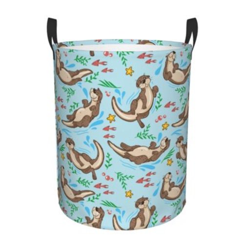 Large Laundry Basket with Handles - Cute Otters Baby Kids Dirty Clothes Laundry Hamper