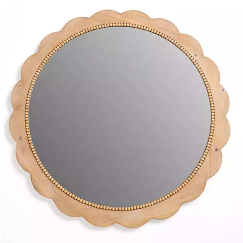 Natural Emma Scalloped Round Wall Mirror | Kirklands Home