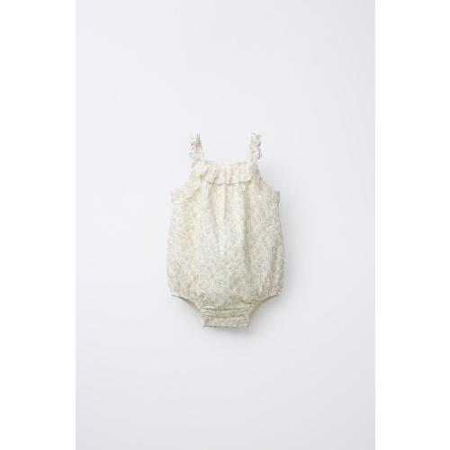 TEXTURED FLORAL ROMPER - Ecru | ZARA United States