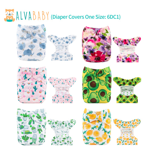 6-Pack Cloth Diaper Covers - One Size Adjustable & Reusable Diaper Outers for Prefold Flat or Fitted Diapers