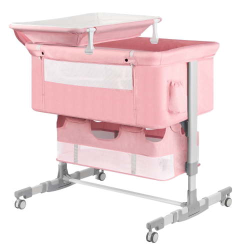 Baby Bassinet Bedside Sleeper with Diaper Changing Station + Mosquito Net + 16gallon Capacity Storage, Adjustable & Portable Bassinet Cosleeping Baby Bed