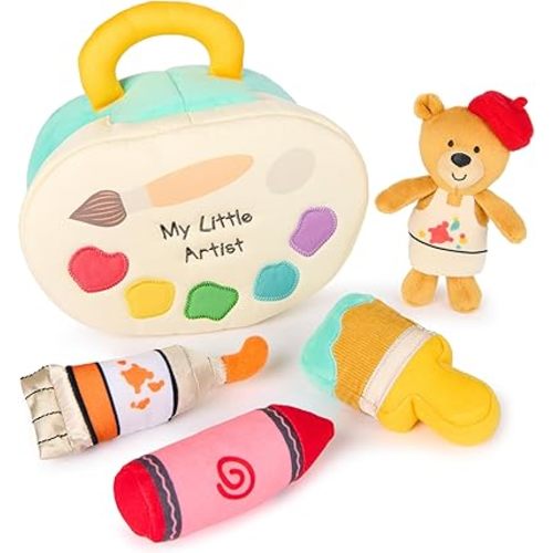 GUND Baby My Little Artist 5-Piece Plush Playset with Rattle, Squeaker and Crinkle Plush Toys, Sensory Toy for Babies and Newborns, 7.5”