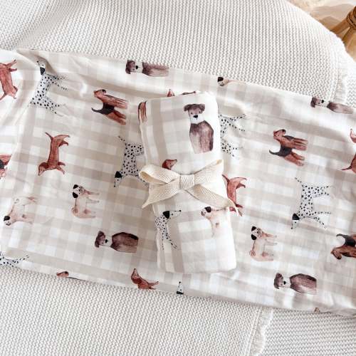Bamboo Swaddle - Puppy Picnic - PRE ORDER - Est. Dispatch Date Early May