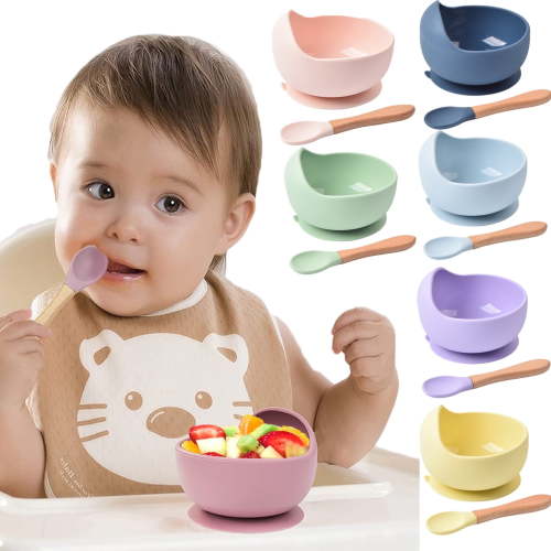 Vorkoi Silicone Baby Feeding Tableware Set, BPA-Free, Suction Bowls with Spoon
