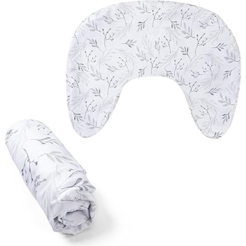 Boppy Nursing Pillow Cover, Gray Gentle Leaves, Single Cover, Easy-On Slipcover with Extra Soft 100% Polyester Microfiber Fabric for The Redesigned Nursing Pillow