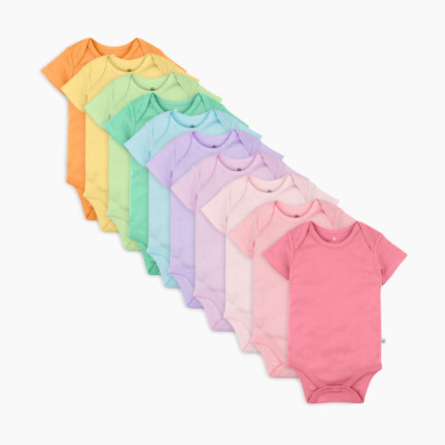 Honest Baby Clothing 10-Pack Organic Cotton Short Sleeve Bodysuits - Rainbow Pinks, 0-3 M, 10