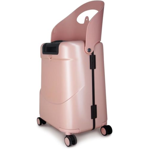 MiaMily 4-Wheel Carry On Luggage with Seat for Kids with Seat Belt, Waterproof Pocket, Adjustable Handle, and Hard Body with 43 Liter Capacity, Dusty Pink