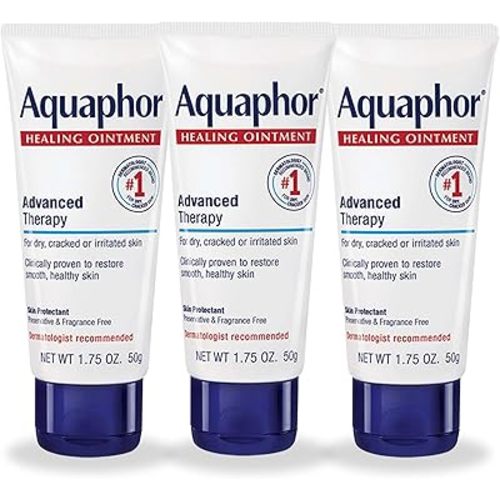 Aquaphor Advanced Therapy Healing Ointment, Hypoallergenic, Fragrance Free Body Moisturizer for Dry Skin and Minor Wound Care, Travel Size Skin Care Set, 1.75 Oz Tube, Pack of 3