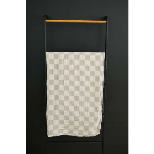 Taupe Checkered Muslin Swaddle Blanket