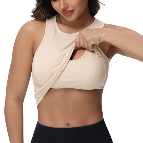 Bhome Longline Nursing & Maternity Bra for Breastfeeding, Maternity Nursing Crop Tank Tops with Built-in Bra for Women
