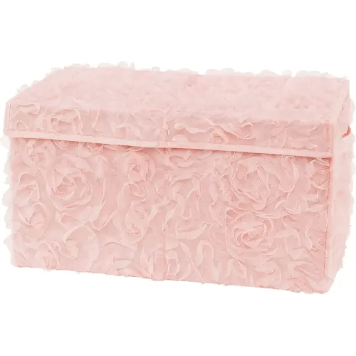 Sweet Jojo Designs Pink Floral Rose Girl Small Fabric Toy Bin Storage Box Chest For Baby Nursery Kids Room - Solid Blush Flower Luxurious Elegant Princess Vintage Boho Shabby Chic Luxury Glam Roses
