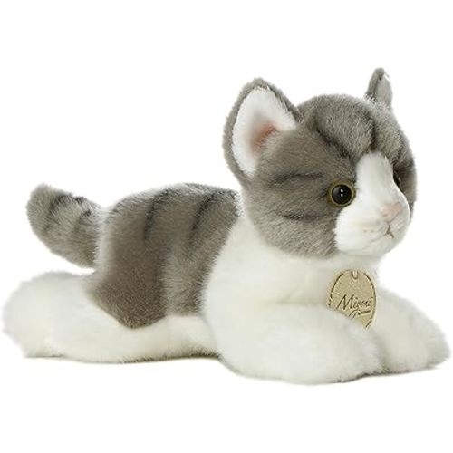 Aurora® Adorable Miyoni® Grey Tabby Cat Stuffed Animal - Lifelike Detail - Cherished Companionship - 8 Inches
