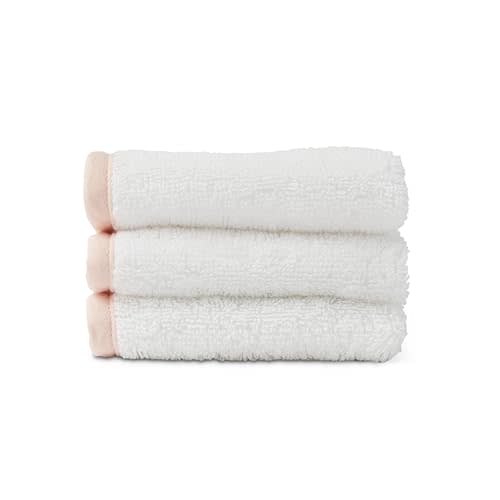 Lalo Baby Washcloths 3-Pack - 100% Organic Cotton, Soft & Absorbent, Gentle on Sensitive Skin, Machine Washable Soft Kids Washcloths - Grapefruit