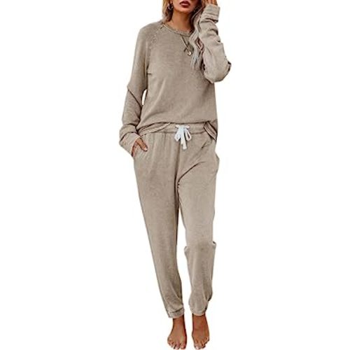 Eurivicy Women's Solid Sweatsuit Set 2 Piece Long Sleeve Pullover and Drawstring Sweatpants Sport Outfits Sets
