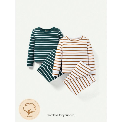 Cozy Cub Baby Boy 2sets Striped Print PJ Set | SHEIN USA