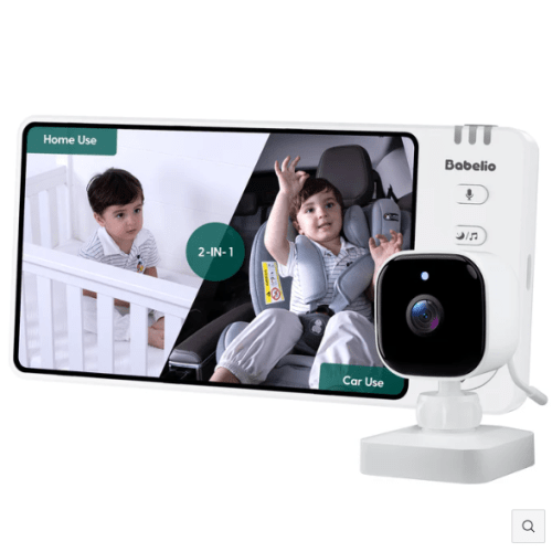 Wireless Baby Car Camera | 2-in-1 Baby Monitor with Night Vision, 8H Battery, 5” HD Display